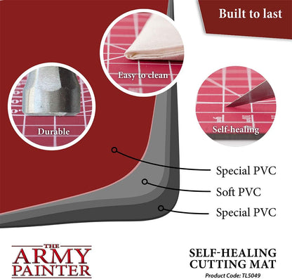 The Army Painter Self-Healing Cutting Mat | Double-Sided PVC Non-Slip Mat| 3-Layer Square Cutting and Modeling Mat| A4, 220x300mm | for Role Play, Board Game