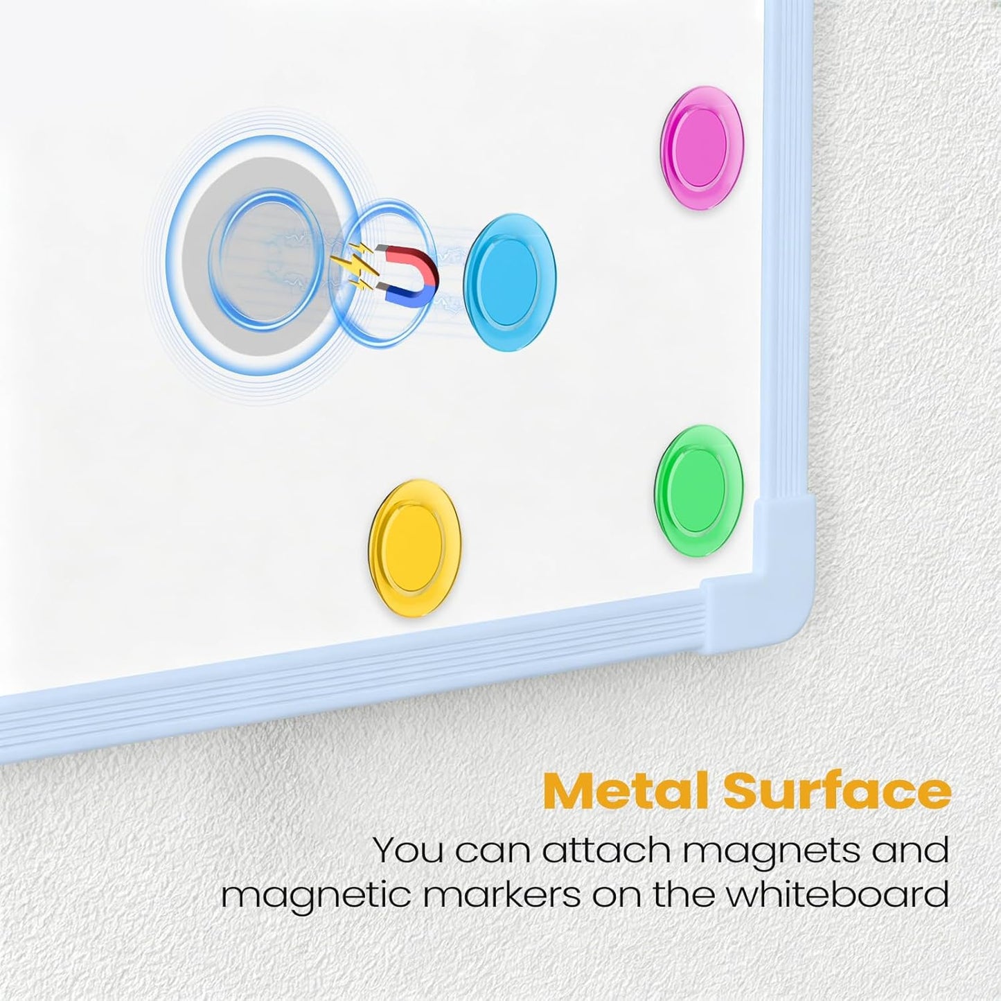 Small Dry Erase Board for Wall, 16" x 12" Double-Sided Hanging Whiteboard, Magnetic White Board with 4 Markers, 4 Magnets and 3 Mini Sticky Notes, Portable Whiteboard for Kids, School, Home, Office
