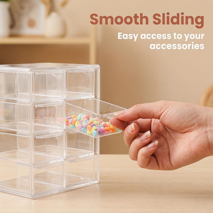 Acrylic Drawer Organizer, Clear Desk Organizer with Drawer, Plastic Stackable Storage Drawers with 6 Drawers, Dustproof Organizers for Jewelry, Craft, Office Supplies