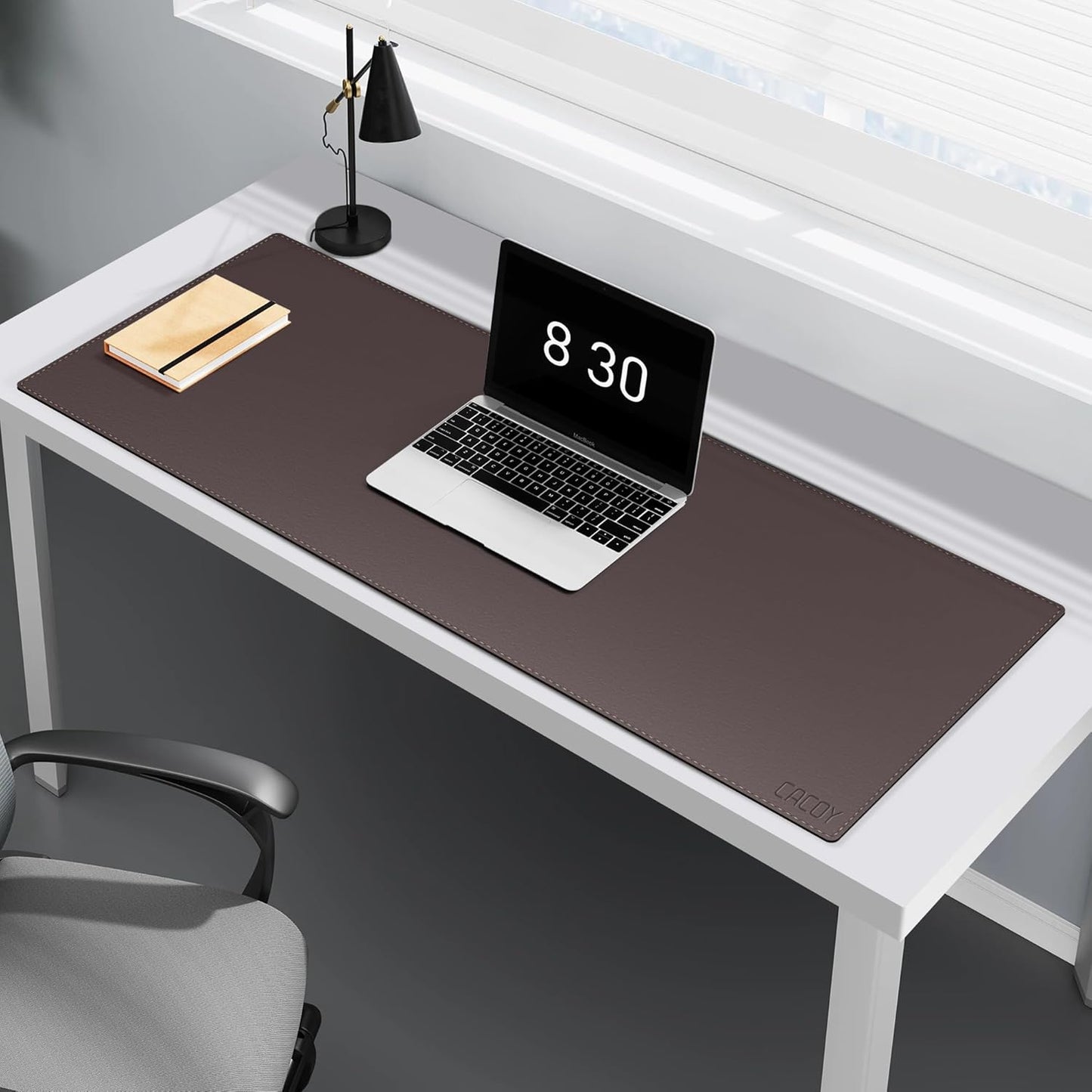 Cacoy 36" x 20" Leather Desk Mat for Home Office, Extra Large PU Leather Desk Pad Blotters, Waterproof Computer Keyboard Mat, Extended Gaming Mouse Pad, Desk Protector for Desktop and PC Laptop, Black