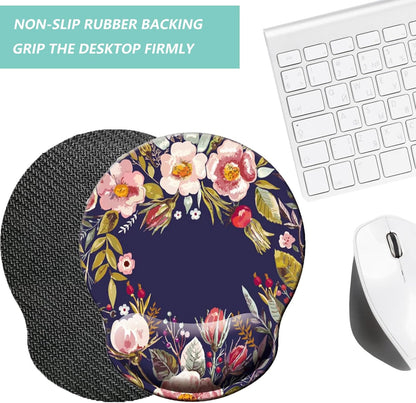 Mouse Pad with Wrist Support, Ergonomic Mouse Pad with Memory Foam Wrist Rest Cushion, Non-Slip Rubber Base Gaming Mice Pad for Home Office Computer Laptop, Flowers Grass