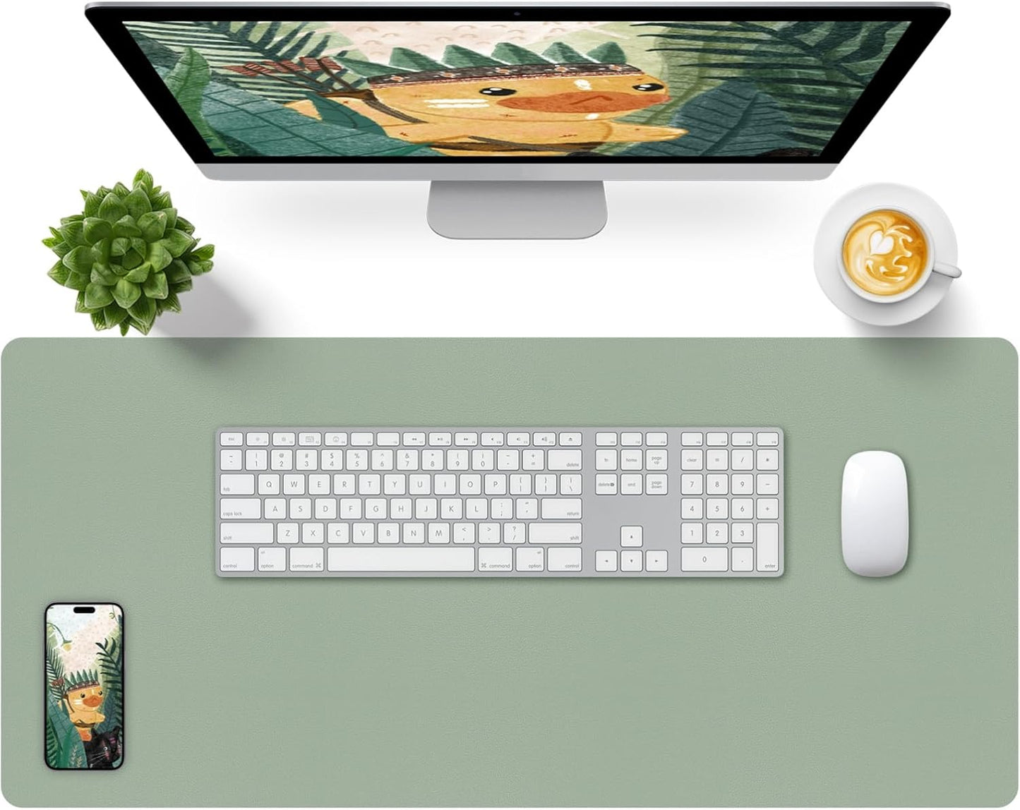 Bloss Leather Desk Pad and Keyboard Wrist Rest, Large Mouse Pad + Keyboard Pad+Mouse Wrist Support, Non-Slip Desk Mat Protector for Office, Home(31.5×15.7 Inches,Beige) - Colors B