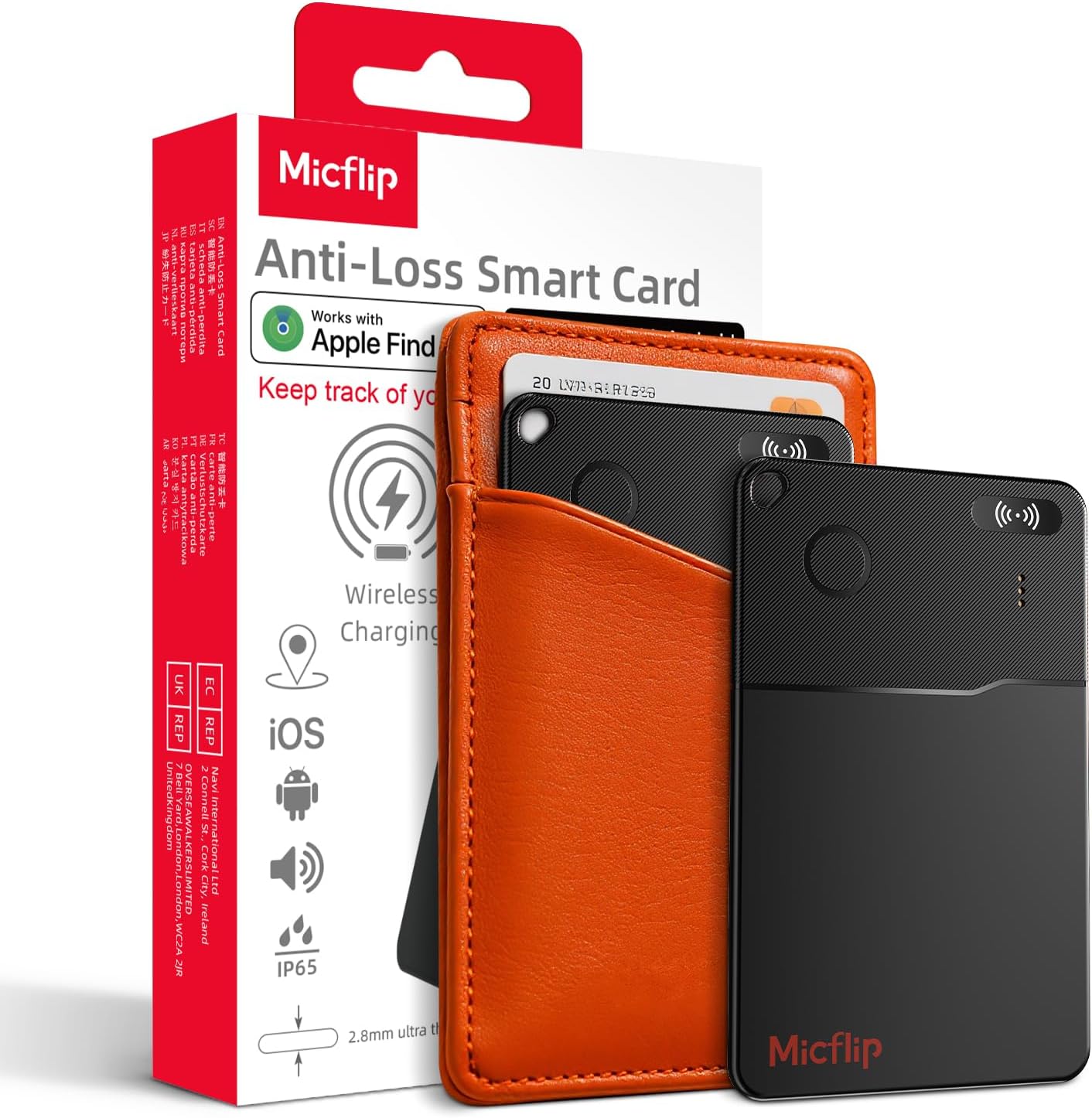 Wallet Tracker Card (Both iOS and Android) | No Monthly Fee | Waterproof | Wireless Charging | Anti-Lost, Thin Bluetooth Smart Card Finder for Wallet, Luggage, Backpack
