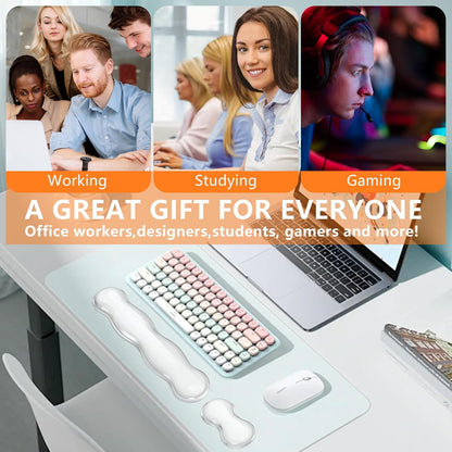 Gel Cloud Keyboard and Mouse Wrist Rest, Cute Wrist Support and Arm Support Keyboard Rest for Keyboard and Mouse Typing Pain Relief，Suitable for Office/Computer/Laptop/Gaming（White）