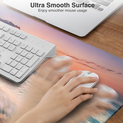 Wireless Charging Mouse Pad with Foldable Phone Holder, 31.5"x15.8" Large Desk Mat for Laptop/Keyboard, Waterproof Ultra-Smooth Surface, Non-Slip Base, Black