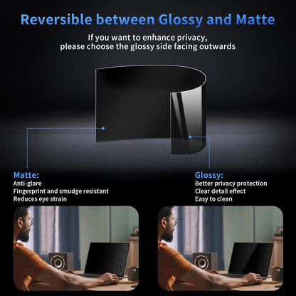 2 Pack- 27 Inch Curved Computer Privacy Screen Filter for 16:9 Widescreen Computer Screen Protector Computer Screen Privacy Shield Anti Glare and Blue Light