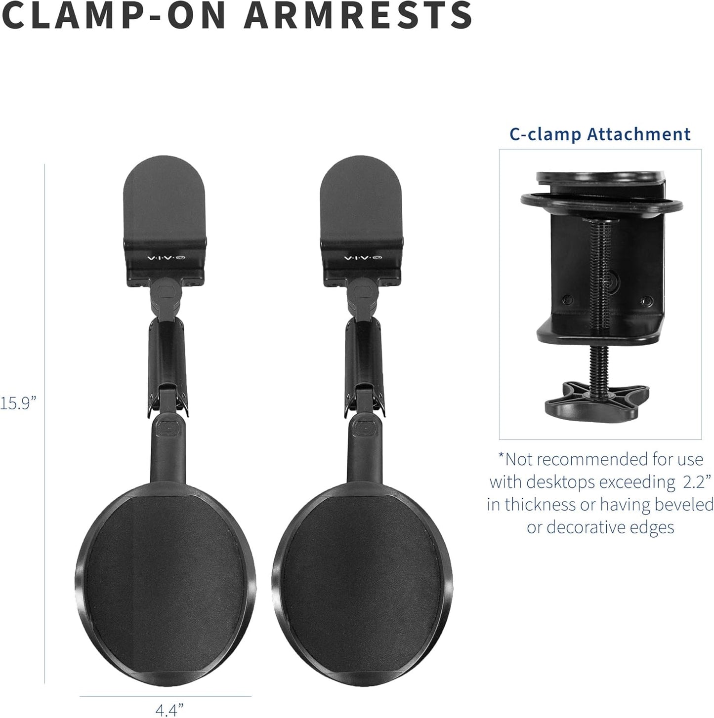 VIVO Universal Clamp-on Adjustable Armrest, Desk Cradle Rotating Elbow Cushion, Above Table Extension Platform Arm Support, Black, MOUNT-ARM01