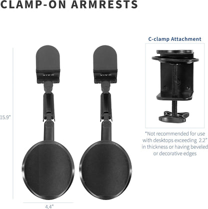 VIVO Universal Clamp-on Adjustable Armrest, Desk Cradle Rotating Elbow Cushion, Above Table Extension Platform Arm Support, Black, MOUNT-ARM01