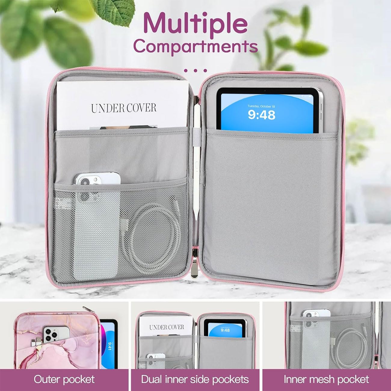 Dadanism 9-11" Tablet Sleeve Bag Carrying Case for iPad (A16) 11th Gen 11", iPad 10th Gen 10.9" Air 5/4, iPad Air M4/Pro 11", iPad 9/8/7th, Galaxy Tab A11+ Plus 11", Remarkable 2 10.3", Black