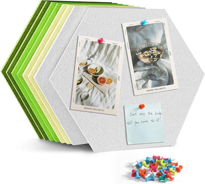 8 Pack Hexagon Felt Bulletin Board Tiles - 12" Large Thick Pin Board for Walls with 30 Push Pins, DIY Boards for Office Home School Decor, Aesthetic Hex Cork Board Alternative