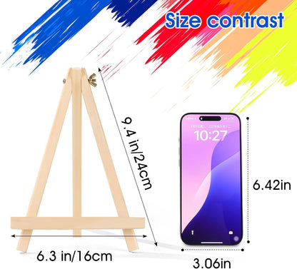 12 Pack 9 Inch Wood Easels, Easel Stand for Painting Canvases, Art, and Crafts, Tripod, Painting Party Easel, Kids Student Tabletop Easels for Painting, Portable Canvas Photo Picture Sign Holder