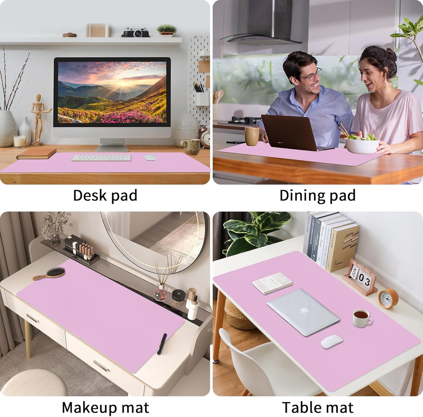 Bloss Leather Desk Pad and Keyboard Wrist Rest, Large Mouse Pad + Keyboard Pad+Mouse Wrist Support, Non-Slip Desk Mat Protector for Office, Home(31.5×15.7 Inches,Beige) - Colors B