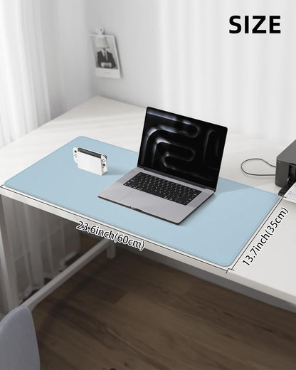 AFIING Desk Pad Protector 23.6" x 13.7" - Non-Slip Waterproof PU Leather Desk Mat for Mouse, Keyboard, Laptop, Office and Home Workspace (Beige)