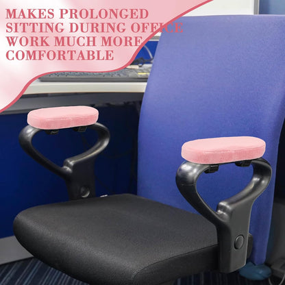 Threlaco 2 Pcs Office Chair Armrest Pads Soft Foam Office Chair Arm Covers Fluffy Flannel Gaming Armchair Armrest Cushion for Elbows and Forearms Support Pressure Relief(Gray)