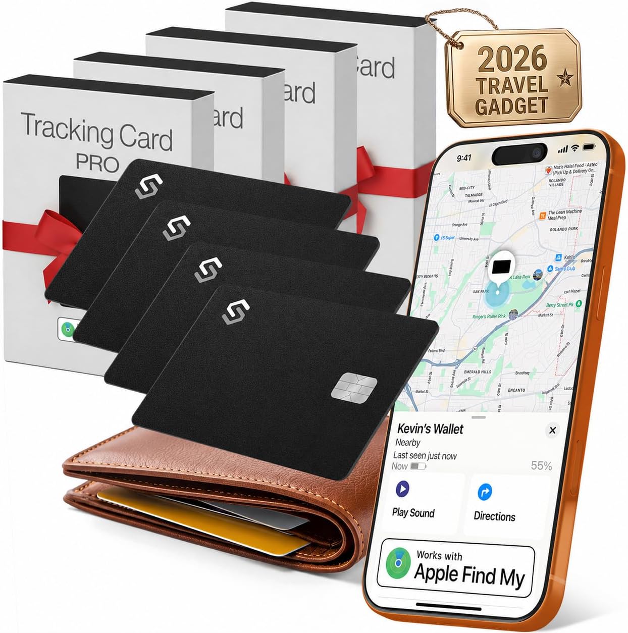 SPOTMINDERS Apple MFi Certified Wallet Tracker PRO for Travel Credit Card Design Works with Apple Find My IP68 Waterproof Rechargeable Tracking Card for Wallet Luggage Passport 0.07in Slim Item Finder