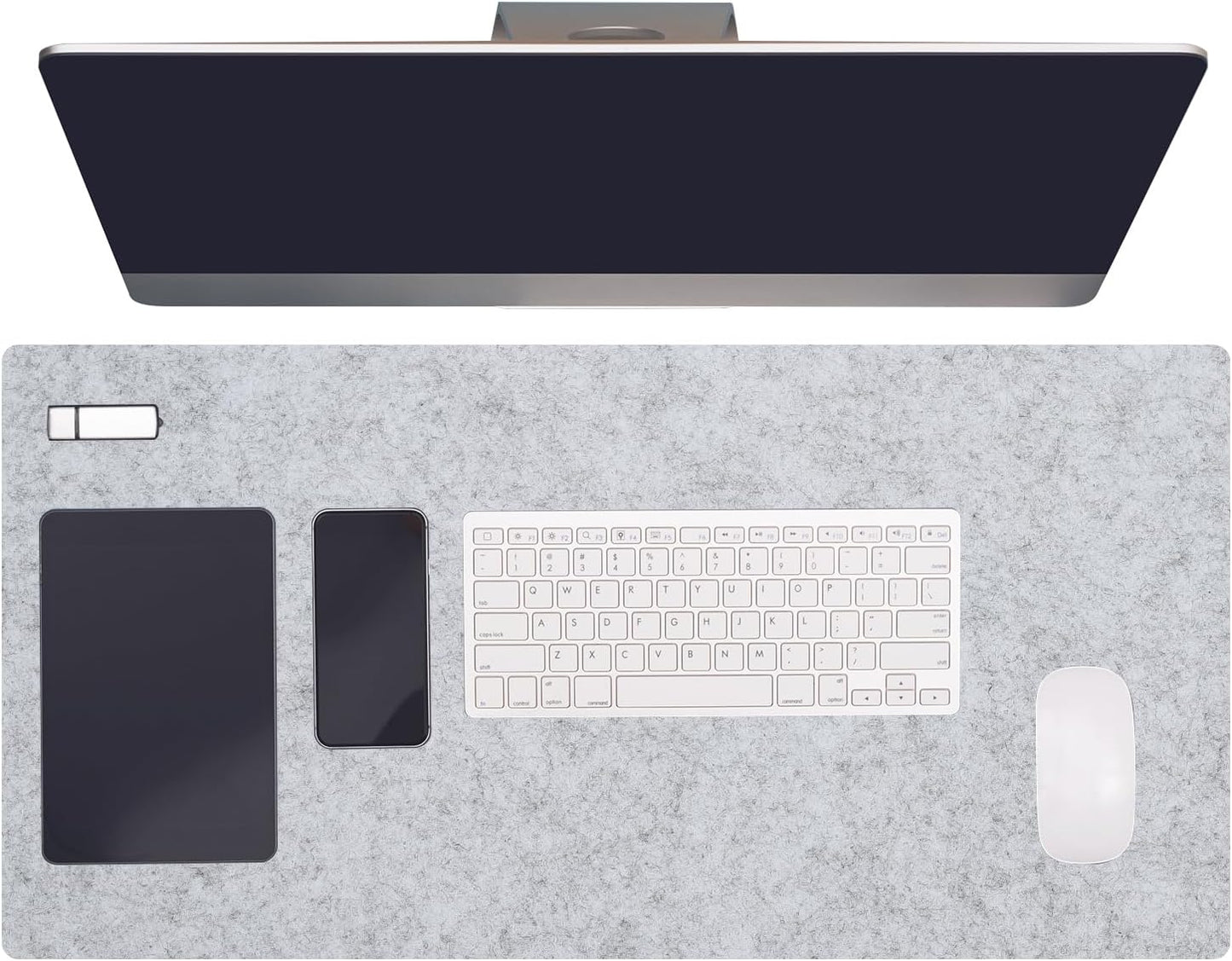 PATIKIL 47.2" x 23.6" Large Felt Desk Pad Protector, Non-Slip Desk Mat Full Table Mouse Pad Keyboard Mats for Laptop Computer Writing Desk Table Gaming Home, Dark Gray