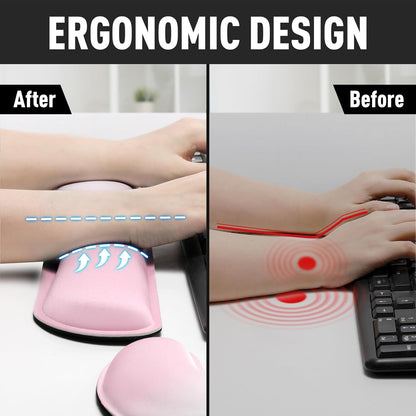 Gimars Upgrade Enlarge Silky and Superfine Fabric Gel Memory Foam Keyboard Wrist Rest Set, Ergonomic Keyboard Mouse Wrist Support for Typing Pain Relief, Comfort for Office, Gaming, Computer, Black