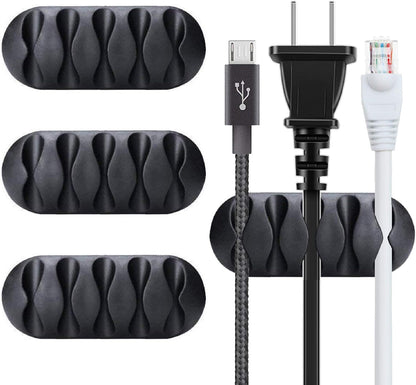 BEADNOVA Cord Organizer Cable Organizer Cable Clips Cord Holder for Desk Management Wire Holder Clips for Computer Desk (Black, 4 pcs)