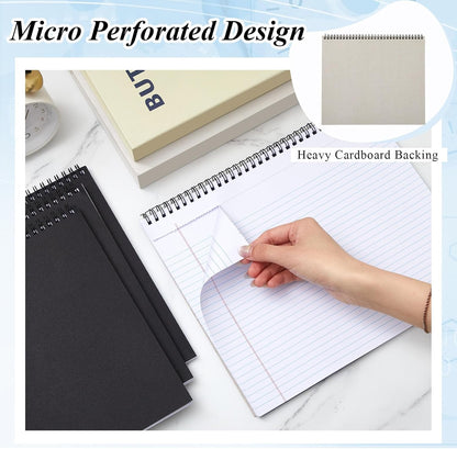 MotiMind 4 Pack Landscape Notebook Top Spiral Bound 11 x 9.5 Inch College Ruled Legal Pads Horizontal Notepad with Hole Punched Pages for Office School Meeting Project Notes Daily Use, White