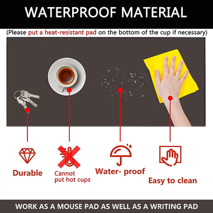 AKOZLIN 35.4"x 18.9" Soft PU Leather Surface Office Desk Mouse Mat Anti-Push Pad with Full Grip Fixation Lip Table Blotter Edge-Locked Protector