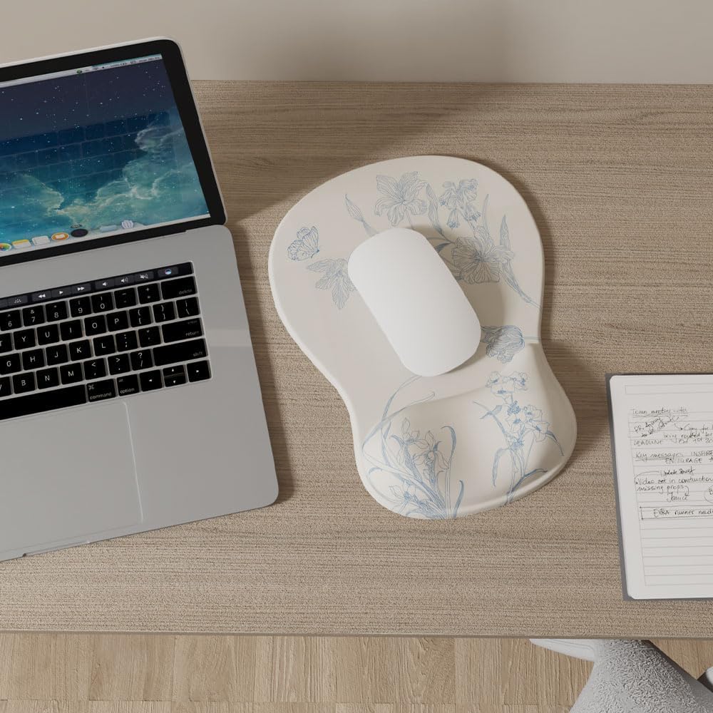 ErgoComfort Gel Wrist Rest Mouse Pad-Ergonomic Office Mousepad with Wrist Support-Non-Slip, Design Desk Accessories Mat for Home&Game Decor (06Mocha Sand)