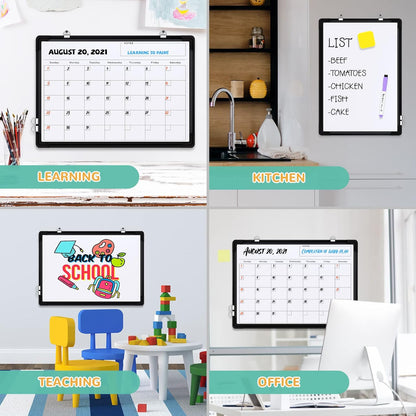Small Weekly Calendar Dry Erase Whiteboard for Wall, 16" x 12" Magnetic Dry Erase Board, Hanging Double-Sided White Board, Portable Board for List, Kitchen, Planning, Memo, Home, Office