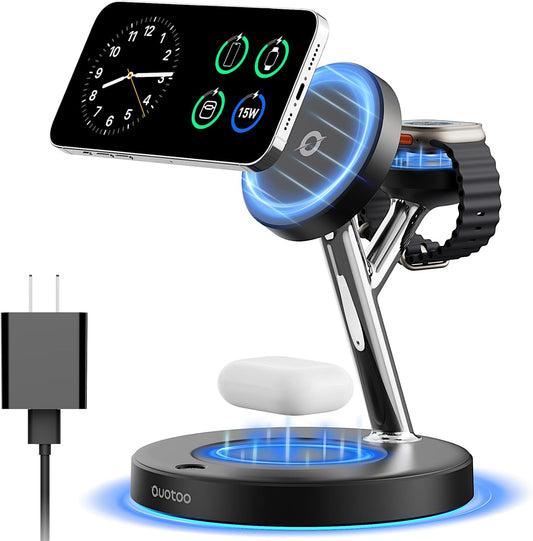 New 3 in 1 Charging Station for Apple Compatible with Magsafe Charger Stand for iPhone 17 16 15 14 13 12 Wireless Charging Station for AirPods Wireless Charger for iWatch Series