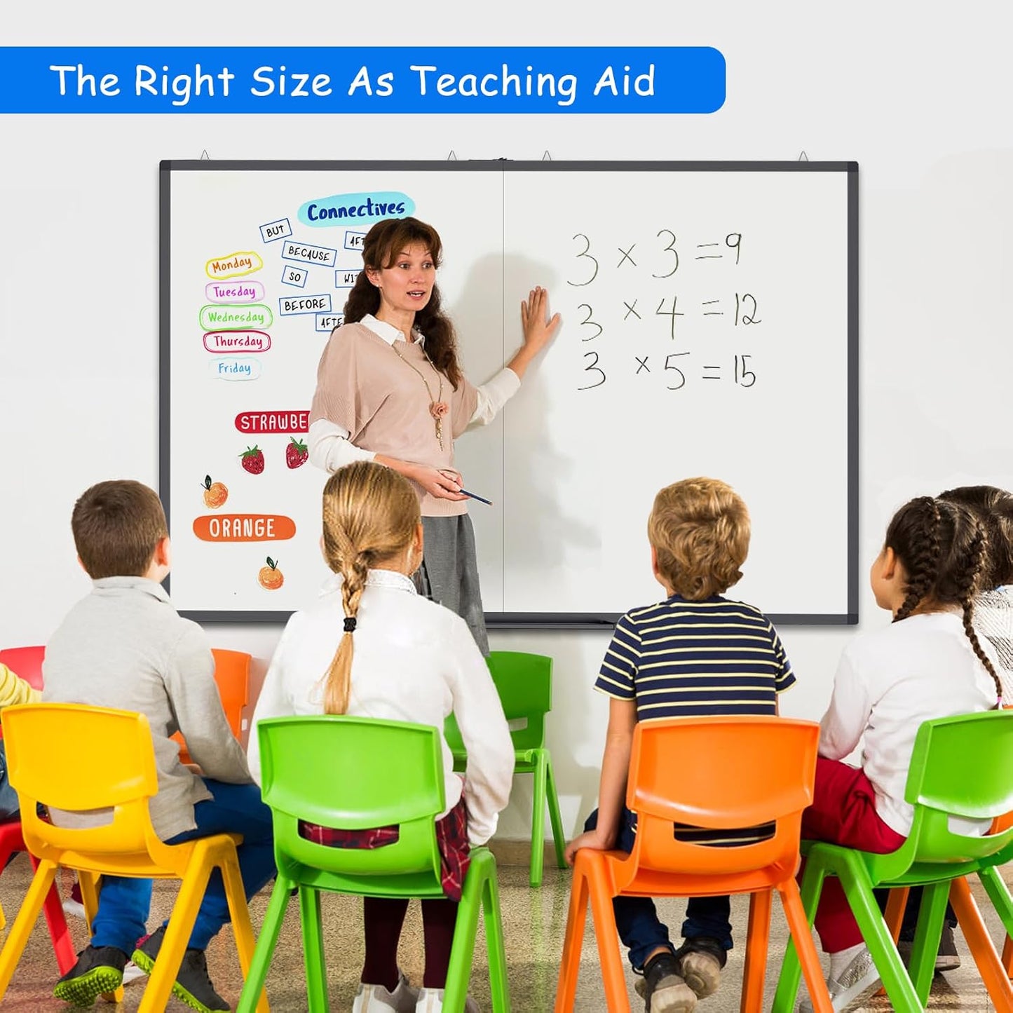 Magnetic White Board Dry Erase Board for Wall，72" x 40" Wall-Mounted Aluminum Frame Marker Board, Foldable Portable Whiteboard with a Long Pen Tray for School, Classroom, Office & Home