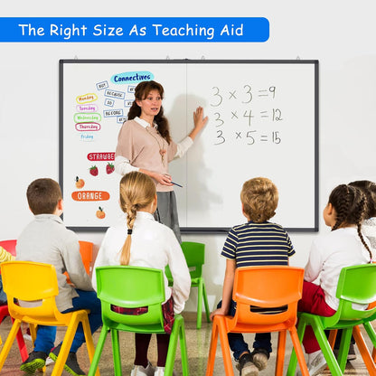 Magnetic White Board Dry Erase Board for Wall，72" x 40" Wall-Mounted Aluminum Frame Marker Board, Foldable Portable Whiteboard with a Long Pen Tray for School, Classroom, Office & Home
