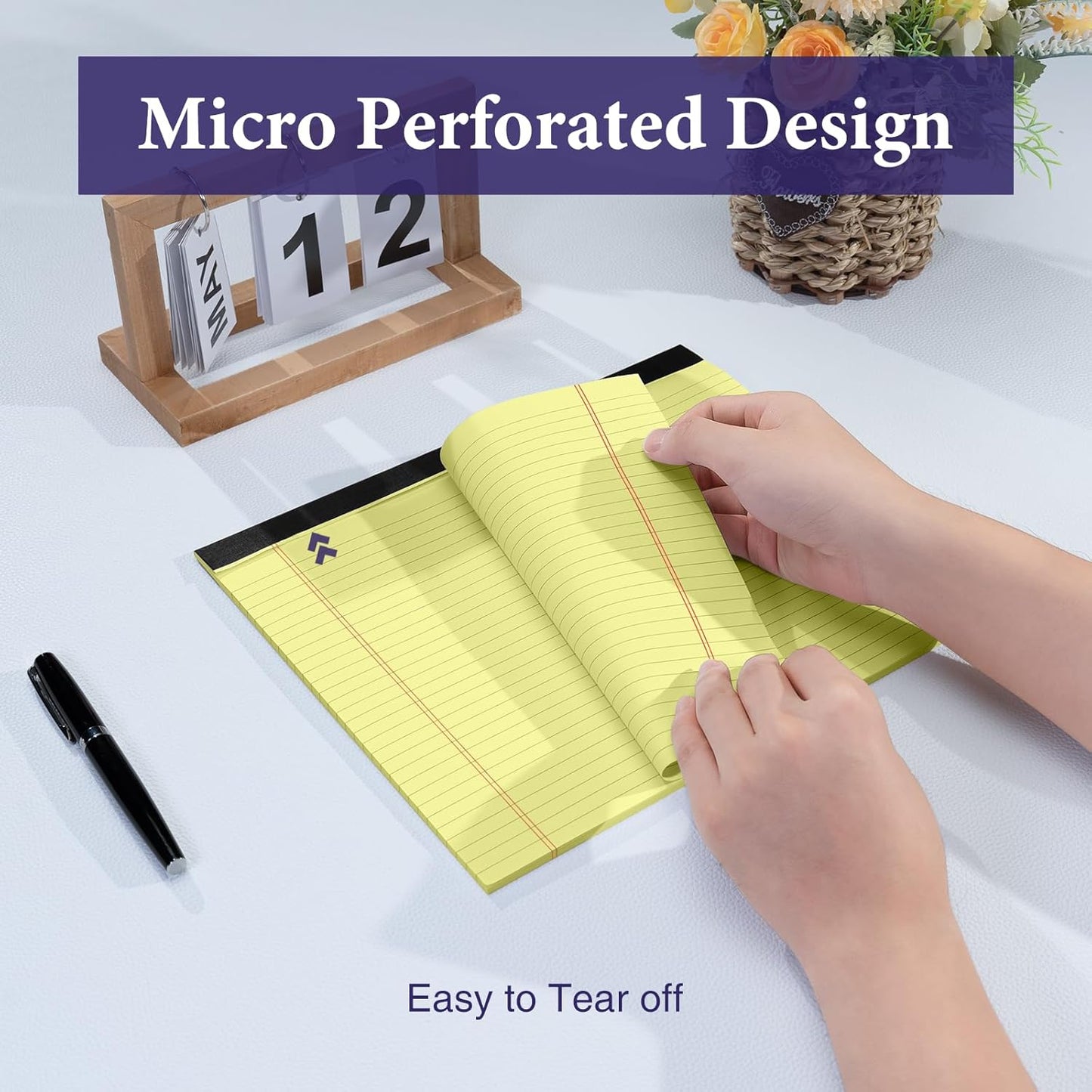 2 Pcs Note Pads 11" x 9.5" Legal Pads College Ruled Notepad Micro Perforated Writing Pads White Lined Paper 80GSM College Ruled Paper Pad of Paper 30 Sheets Notebook for School, To-Do Lists, Office