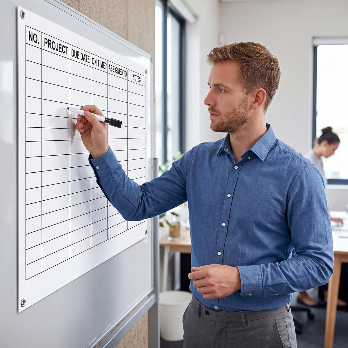Lincia Large Dry Erase Project Management Planning Chart 24" x 36" Erasable Lined Project Planner Poster for Whiteboard Wall Visual White Board for Office Teams Scheduling Tracking Progress Managers
