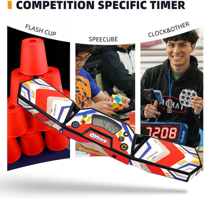 Professional Speed Cube Timer,Touch Control Timer with Display,Cube Race Stack Competition a Great Gift for Boys and Girls (Vermilion Bird)