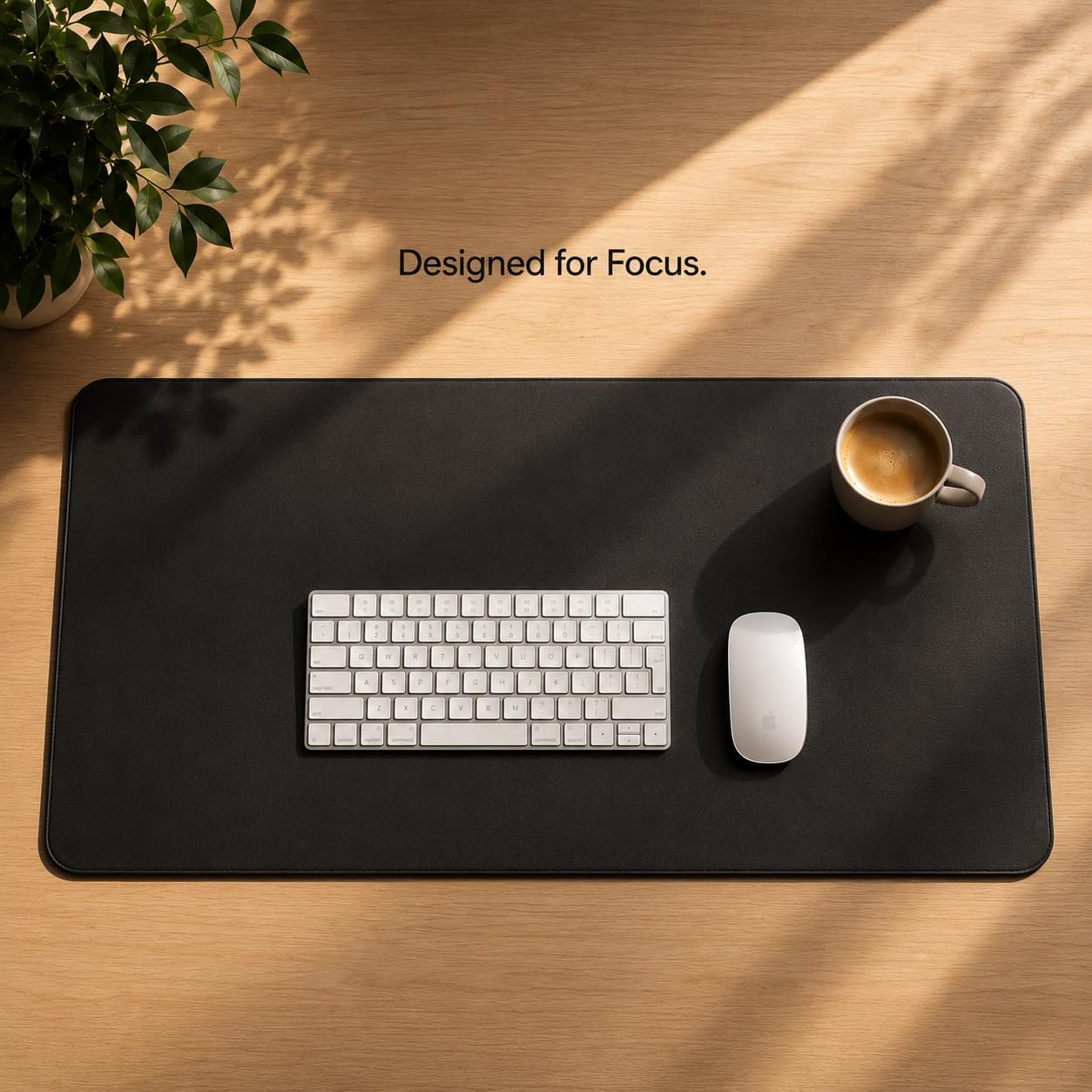 AFIING Large Desk Mat 47" x 17", Dual-Sided Natural Cork & PU Leather Desk Pad, Non-Slip Waterproof Mouse Pad for Office, Home & Gaming, Black