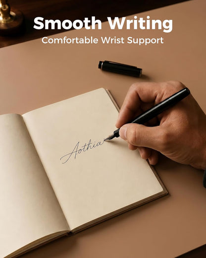 Aothia Dual-Sided Desk Pad - 25.6x13.7 inches Leather Desk Mat, Natural Cork Desk Pad Protector, Large Mouse Pad for Desk, Waterproof Desk Blotter Pad, Desk Writing Pad for Office Work/Home, Black