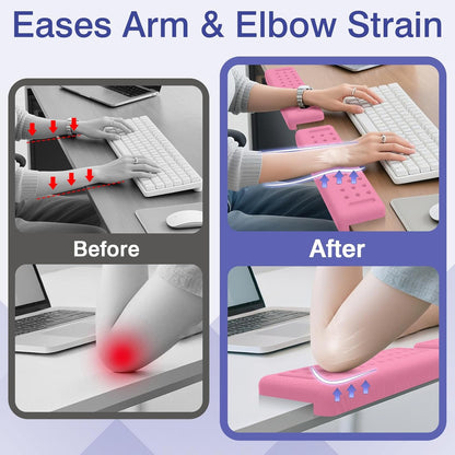 L-Shaped Desk Edge Cushion, 2 PCS Elbow Rest for Desk with Ergonomic Support, Memory Foam Elbow Pad & Arm Rest for Palm, Wrist & Forearm, Non-Slip & Separate Design, Office & Home, Black