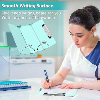 Clipboard Foldable Without Edition Cheat Sheets Aluminum 3 Layers Foldable Clipboards Pocket Size Profile Clip Clipboards Notepad for Students, Nurses,Contractor Trucker Driver