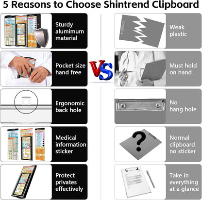 Nursing Clipboard Foldable Nurse Clipboards: Folding Medical Clipboard with Nursing Edition Cheat Sheets Pocket Size Foldable Clipboards for Nurses Clinical Clip Board for Students Doctors Green