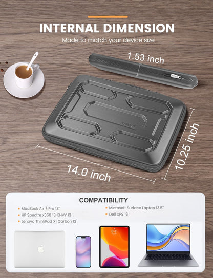 DOMISO 15.6 inch Laptop Sleeve with Handle Shockproof Computer Bag Waterproof EVA Protective Carrying Case for 15.6" Lenovo Yoga 720 IdeaPad 310 320 ThinkPad T570/Dell Inspiron 15/HP Envy 15, Black