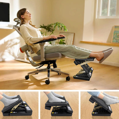 Foldable Foot Rest, Computer Foot Rest Under Desk, 12Modes Adjustable Ergonomic for Office, Loading Capacity 80 pounds, Removable EVA Cushion, All-Season(Black)