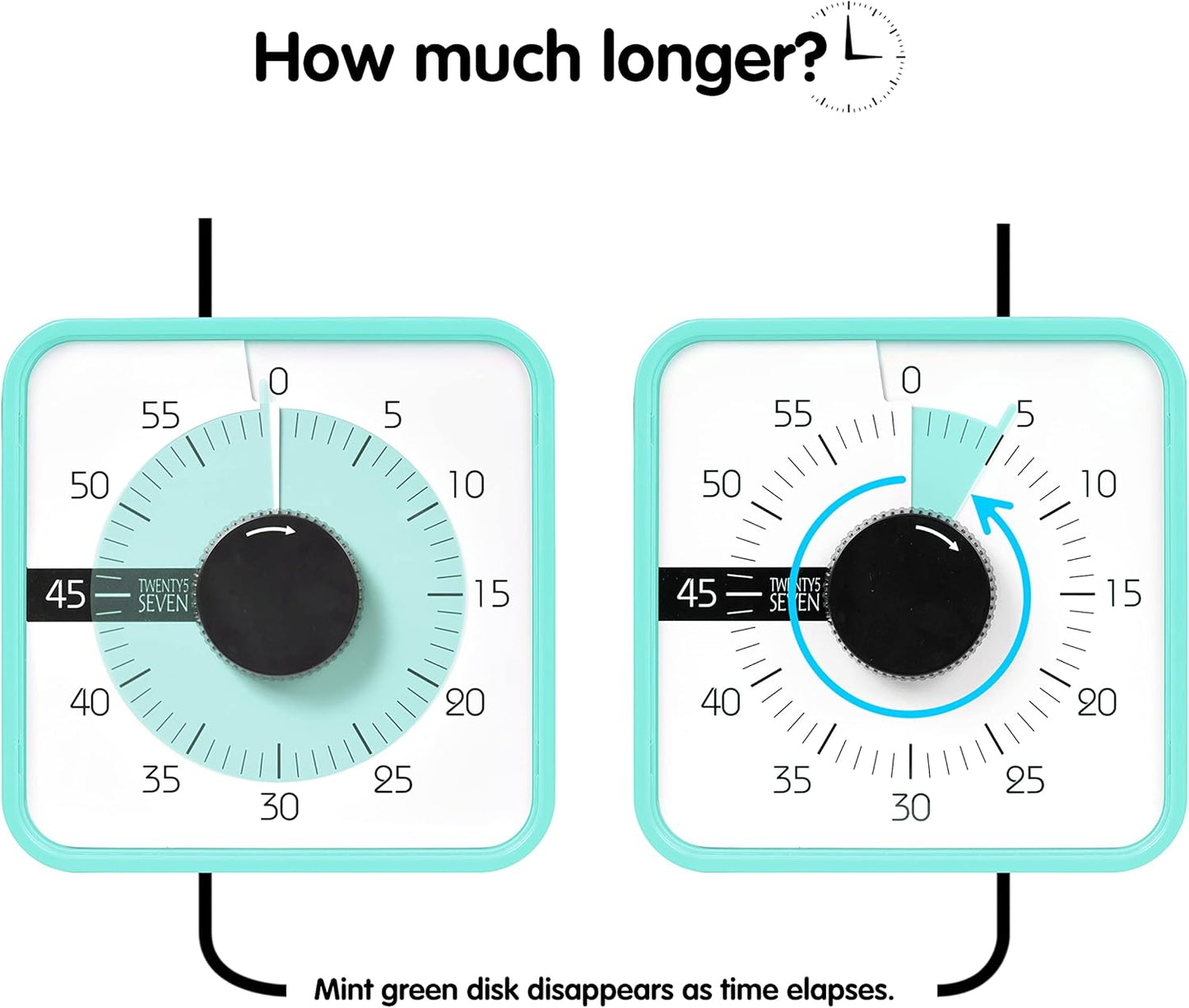 Visual Timer 7.5 inch; 60 Minute 1 Hour Countdown Timer for Kids Classroom Teaching Tool Home Office Meeting, Mechanical Countdown Clock for Exam Time Management Magnetic, Sky Blue with Colorful Disc