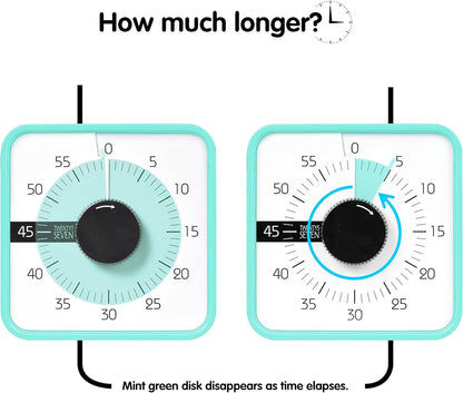 Visual Timer 7.5 inch; 60 Minute 1 Hour Countdown Timer for Kids Classroom Teaching Tool Home Office Meeting, Mechanical Countdown Clock for Exam Time Management Magnetic, Sky Blue with Colorful Disc