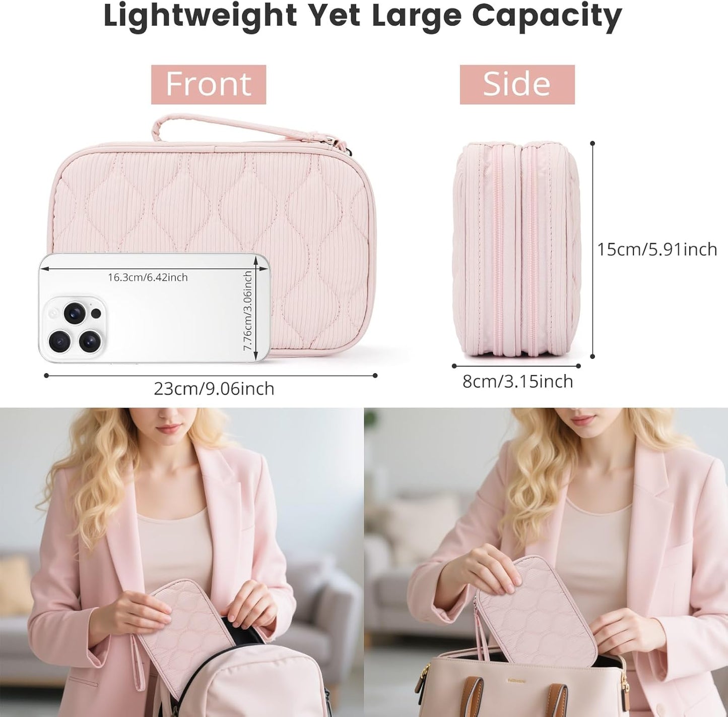 Skycase Tech Pouch - Lightweight Electronics Organizer Travel Case - Double Layers Cable Organizer - All-in-One Storage Bag for Charger, Cord, Phone, Flash Drive, Essentials - XL