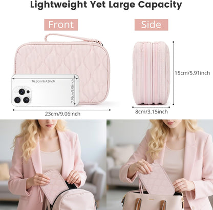 Skycase Tech Pouch - Lightweight Electronics Organizer Travel Case - Double Layers Cable Organizer - All-in-One Storage Bag for Charger, Cord, Phone, Flash Drive, Essentials - XL