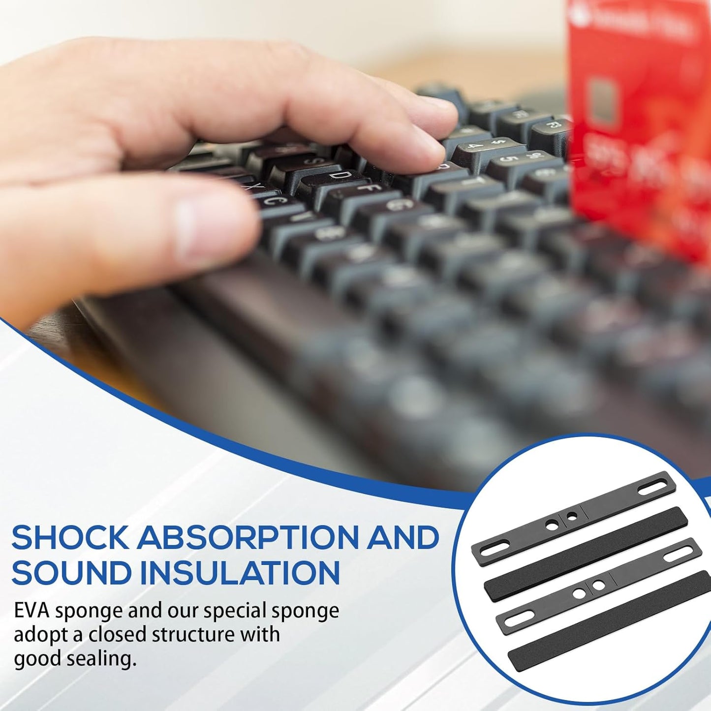 Keyboard Spacebar Foam, 4 Pcs Space Bar Keyboard Foam Silencer Pad Sound Dampeners Keyboards Silencer Sheet Foams and EVA Foams Pad for 6.25u Mechanical Keyboards Space Bar, 1mm and 3mm