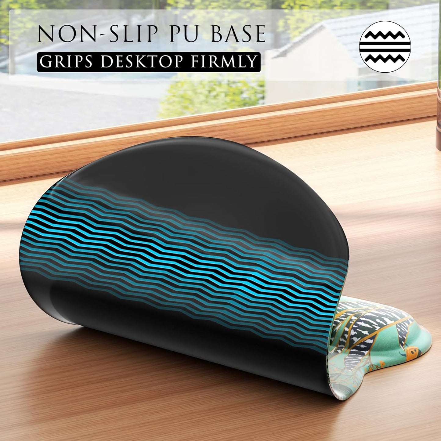 MROCO Ergonomic Mouse Pad with Gel Wrist Rest, Smooth Wrist Support Surface, Non-Slip PU Base for Pain Relief, Comfortable Mousepad for Computer, Laptop, Office & Home, 9.4 x 8.1 in, Black