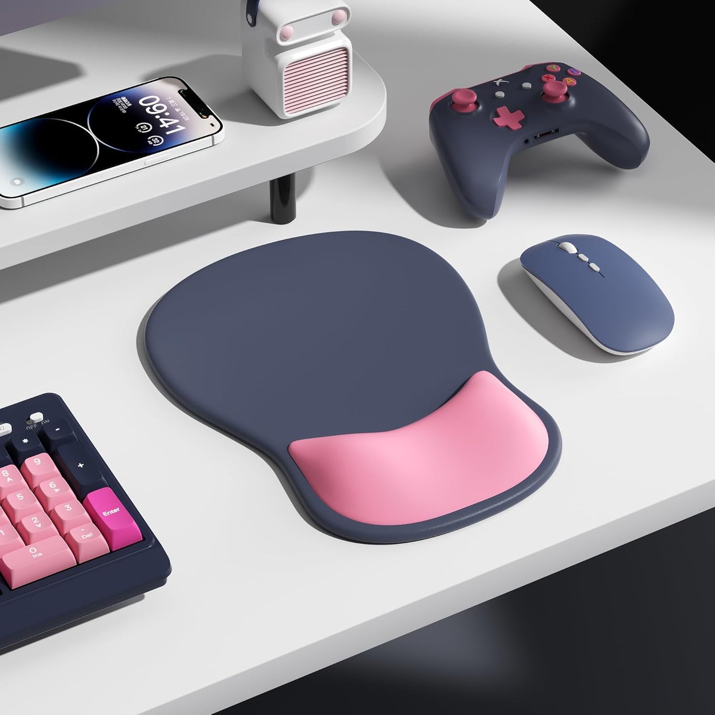 Ergonomic Mouse Pad with Wrist Rest,Cute Gel Mousepad Wrist Support - Small Mini Portable for Travel Mouse Pads for Desk Laptop,Computer,Office & Home Decor (Pink&Light Pink)