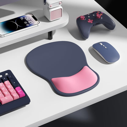 Ergonomic Mouse Pad with Wrist Rest,Cute Gel Mousepad Wrist Support - Small Mini Portable for Travel Mouse Pads for Desk Laptop,Computer,Office & Home Decor (Pink&Light Pink)