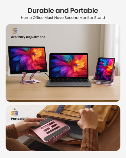 LOXP Adjustable Tablet Stand, 360 Rotating iPad Stand with Heavy-Duty Base, Tablet Holder Compatible with 4.7-16.9" Device, iPad Pro Air Mini, Kindle, Surface Tablet, Portable Monitors - Black