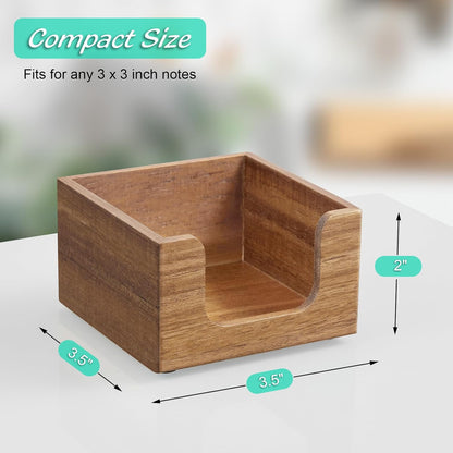 Bivvclaz Wood Sticky Note Holder, 3 x 3 Inch Post It Note Dispenser for Office Desk Accessories, Self Stick Note Pad Holder, Memo Pad Holder Dispenser Organizer for School Office Desk Supplies, Black