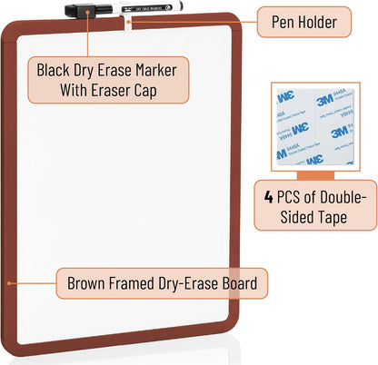 Mr. Pen- Dry Erase Board, 14” x 11” with a Black Dry Erase Marker, White Frame, Small Mini White Board for Students, Fridge, Wall, Locker, Includes Double Sided Tapes